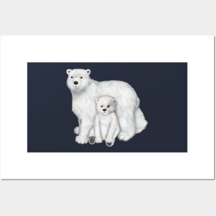 Polar Bear Mom and Cub Posters and Art